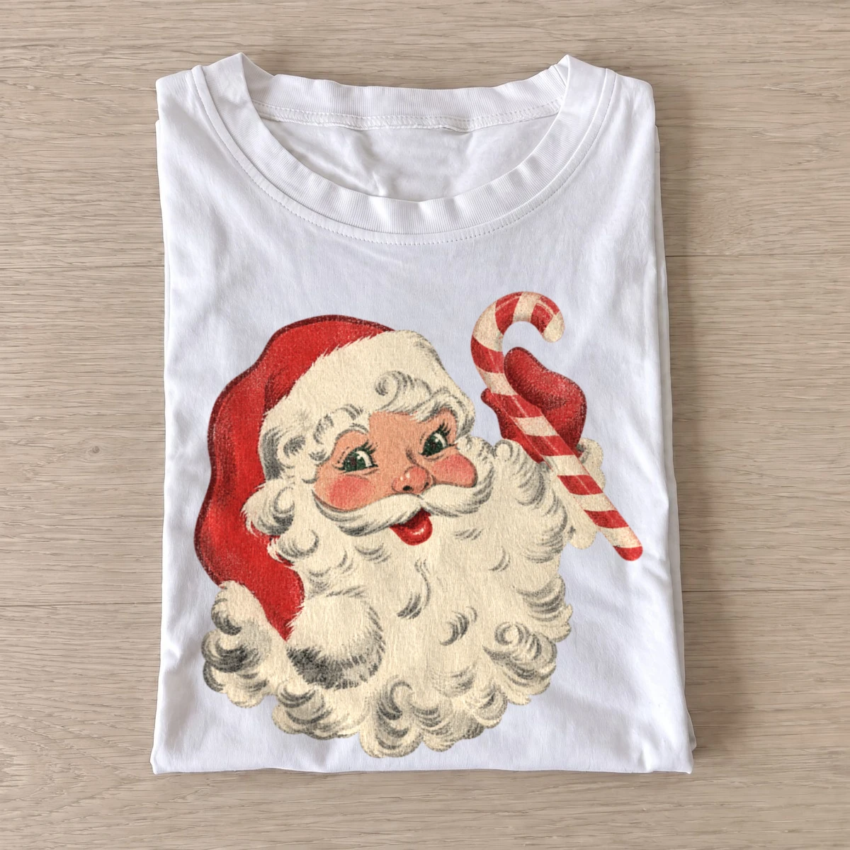 Vintage candy cane santa t shirt white20candy cane santa.webp