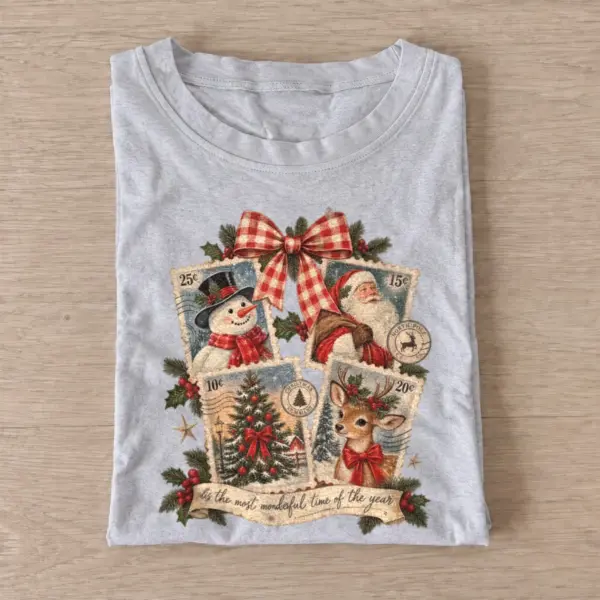 Vintage christmas postage stamp collage t shirt gray20christmas postage collage.webp