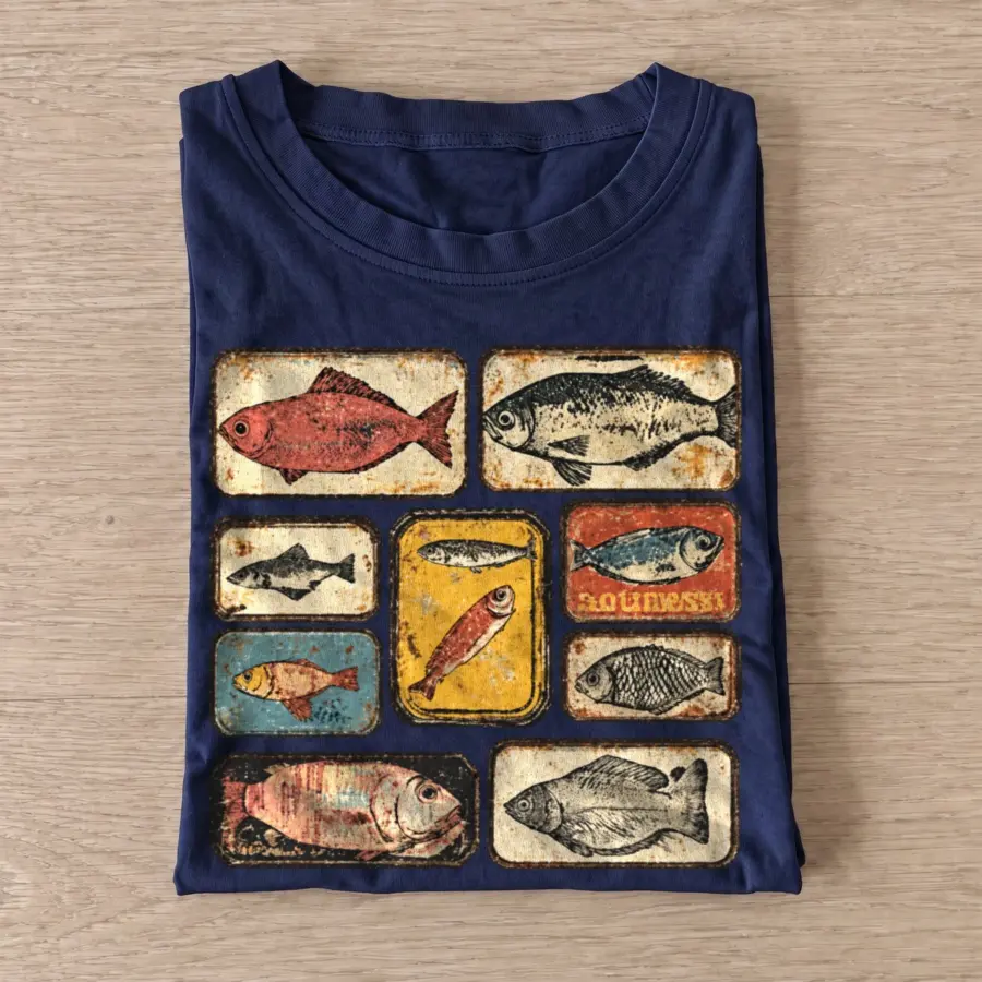 Vintage fish tiles t shirt navy20vintage fish tiles.webp