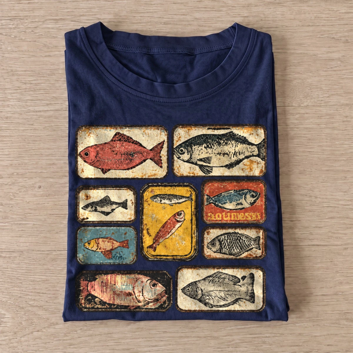 Vintage fish tiles t shirt navy20vintage fish tiles.webp