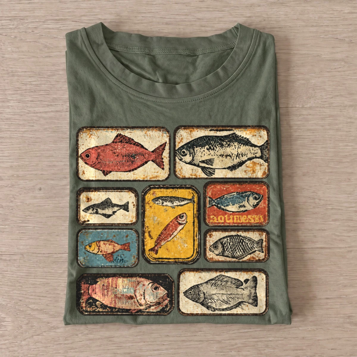Vintage fish tiles t shirt olive20vintage fish tiles.webp
