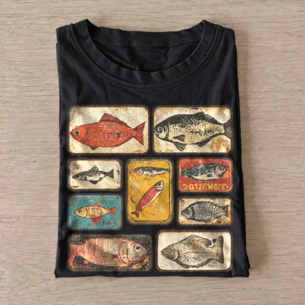 Vintage fish tins graphic t shirt black20vintage fish tins.webp