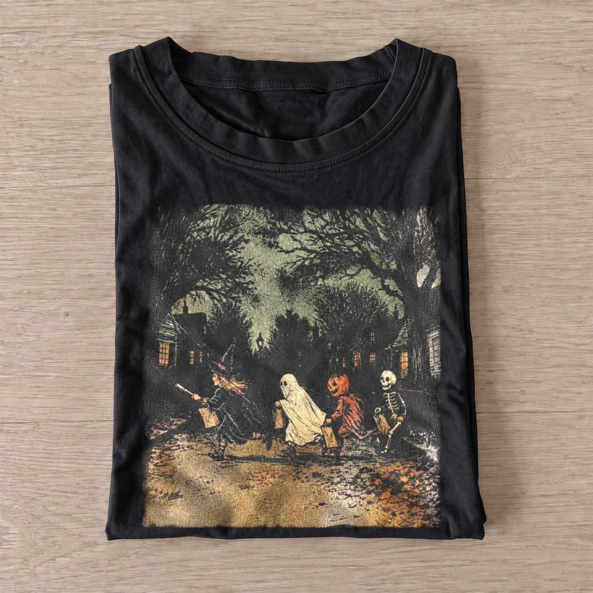 Vintage halloween crosswalk graphic t shirt black20halloween crosswalk.webp