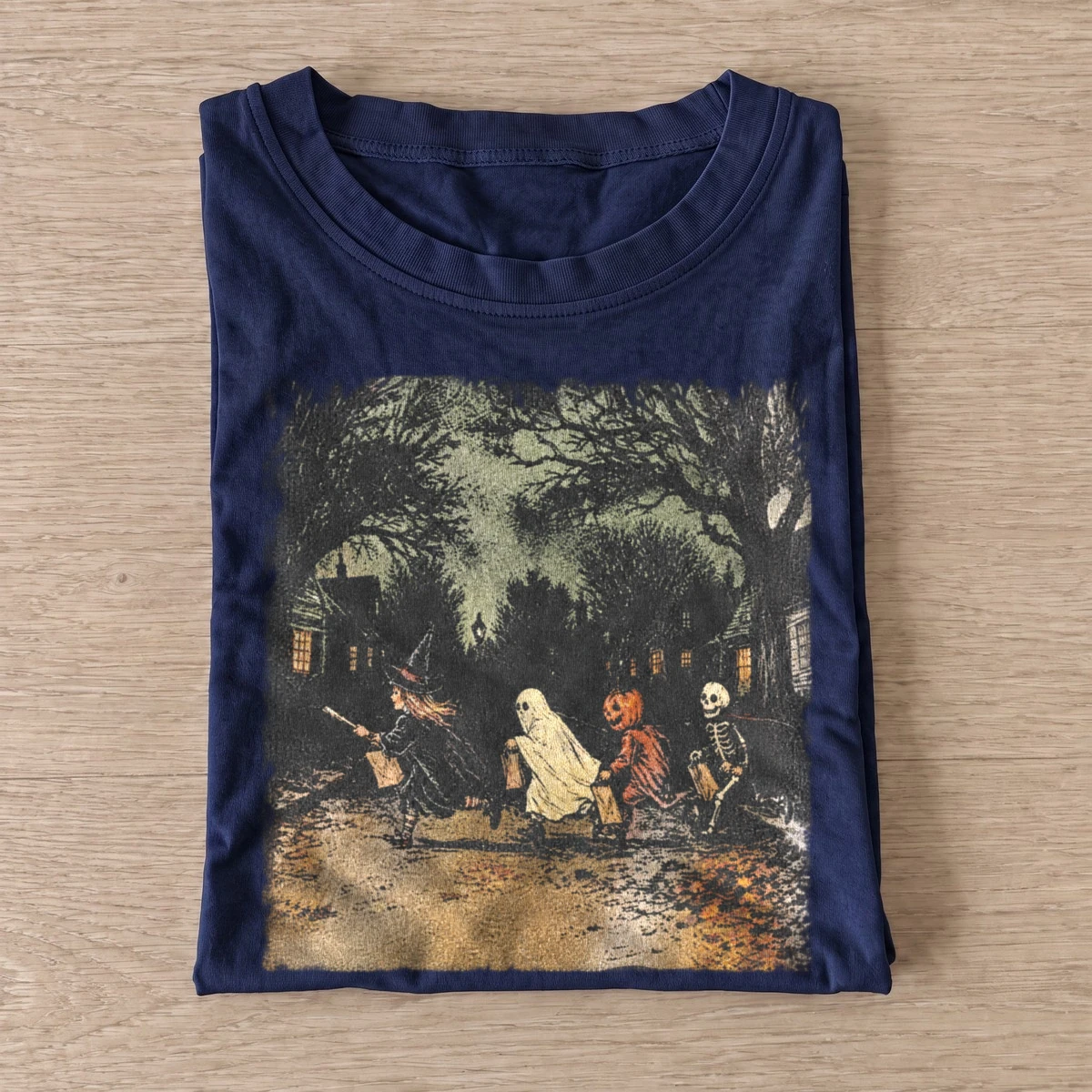 Vintage halloween crosswalk graphic t shirt navy20halloween crosswalk.webp