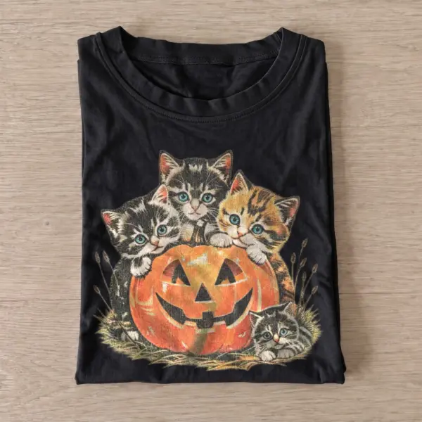 Vintage pumpkin kittens halloween cat t shirt black20vintage pumpkin kittens.webp