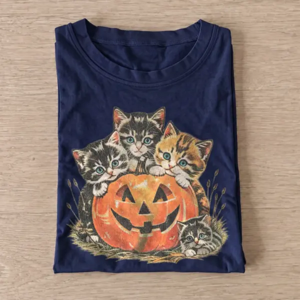 Vintage pumpkin kittens halloween cat t shirt navy20vintage pumpkin kittens.webp