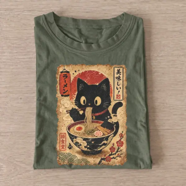 Vintage ramen cat t shirt olive20vintage ramen cat.webp