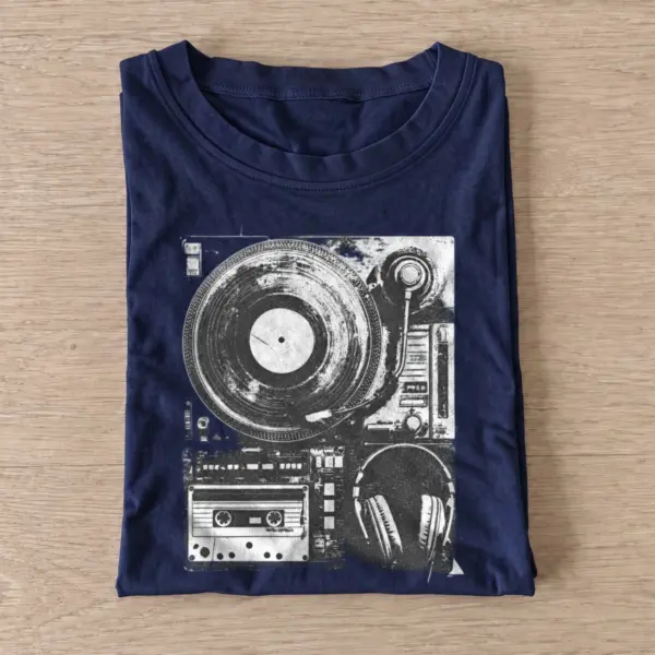Vinyl music collage t shirt navy20vinyl music collage.webp