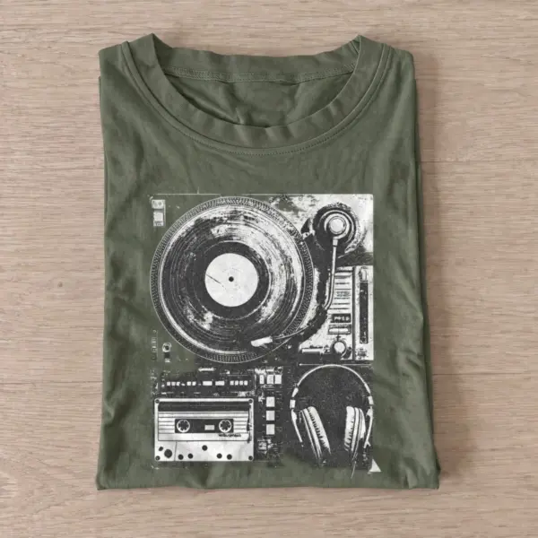 Vinyl music collage t shirt olive20vinyl music collage.webp
