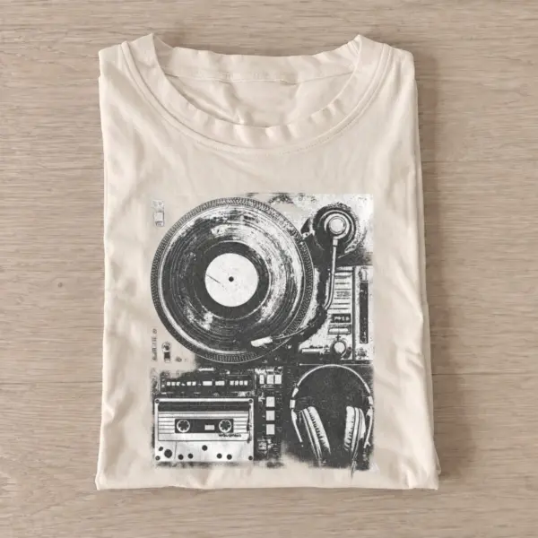 Vinyl music collage t shirt sand20vinyl music collage.webp
