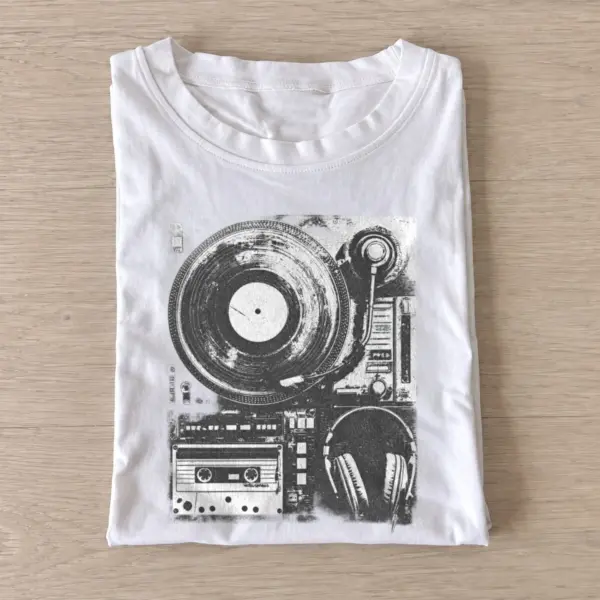Vinyl music collage t shirt white20vinyl music collage.webp