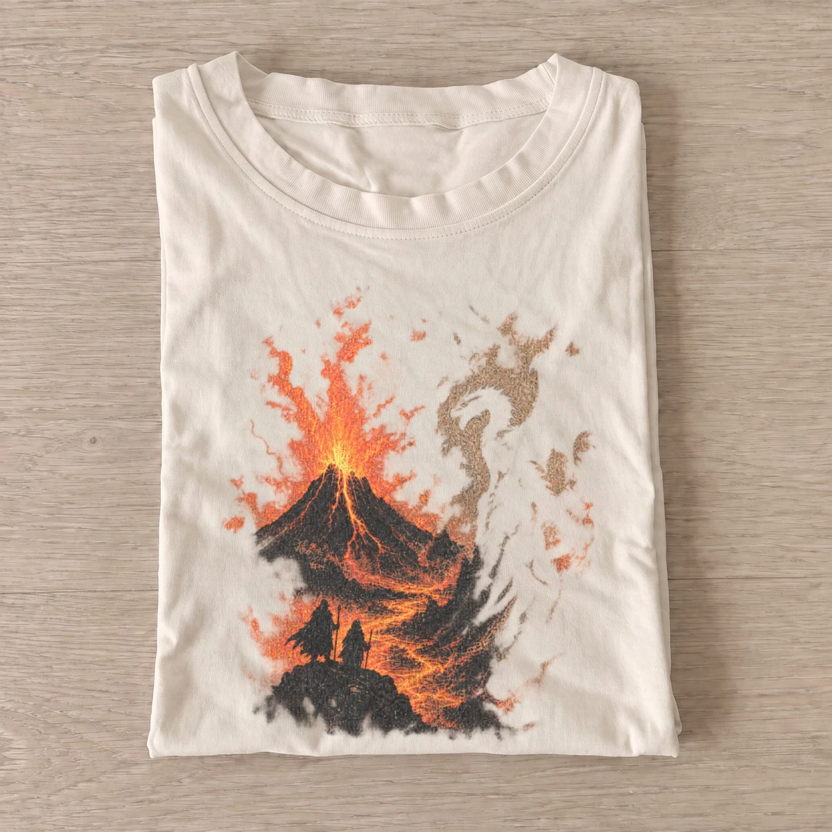 Volcano crane graphic t shirt sand20volcano crane.webp
