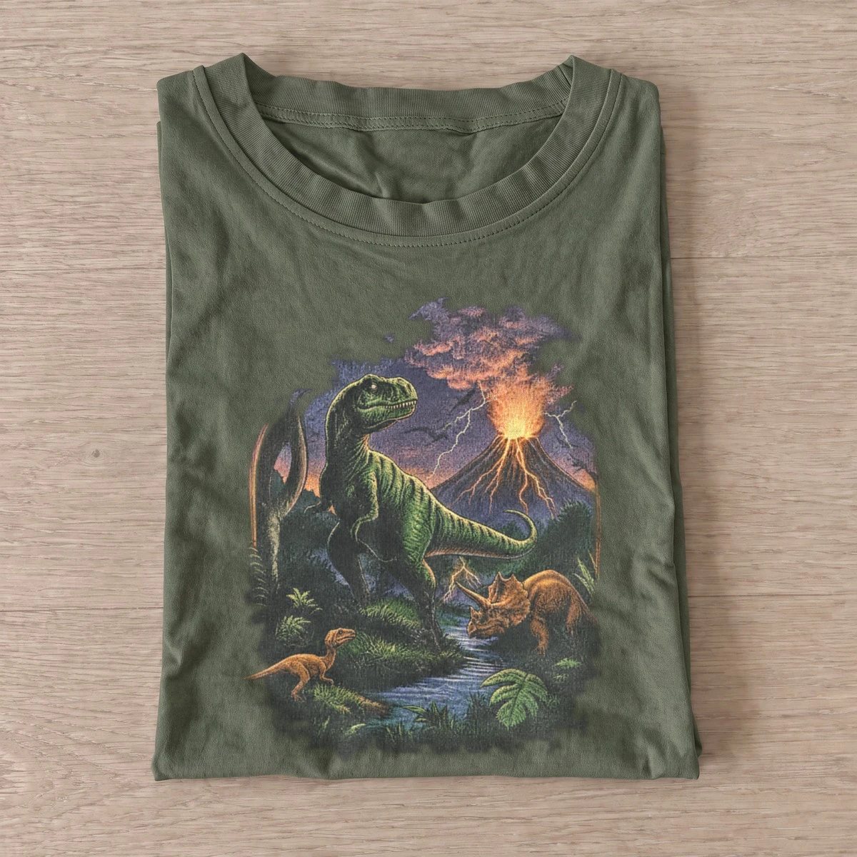 Volcano dinosaurs graphic t shirt olive20volcano dinosaurs.webp