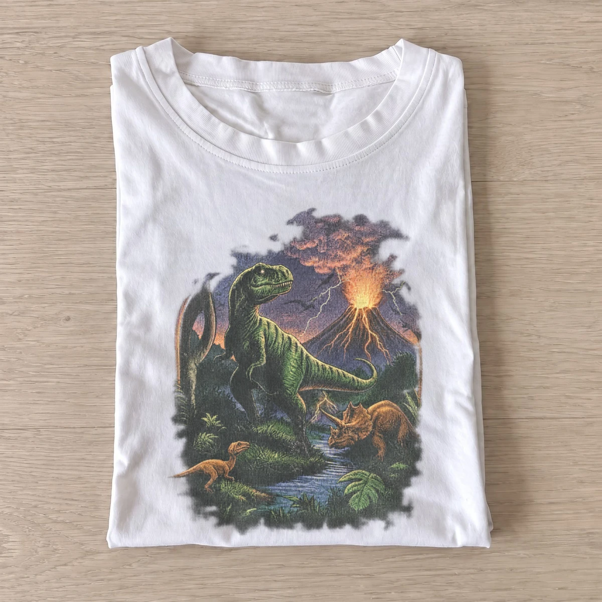 Volcano dinosaurs graphic t shirt white20volcano dinosaurs.webp
