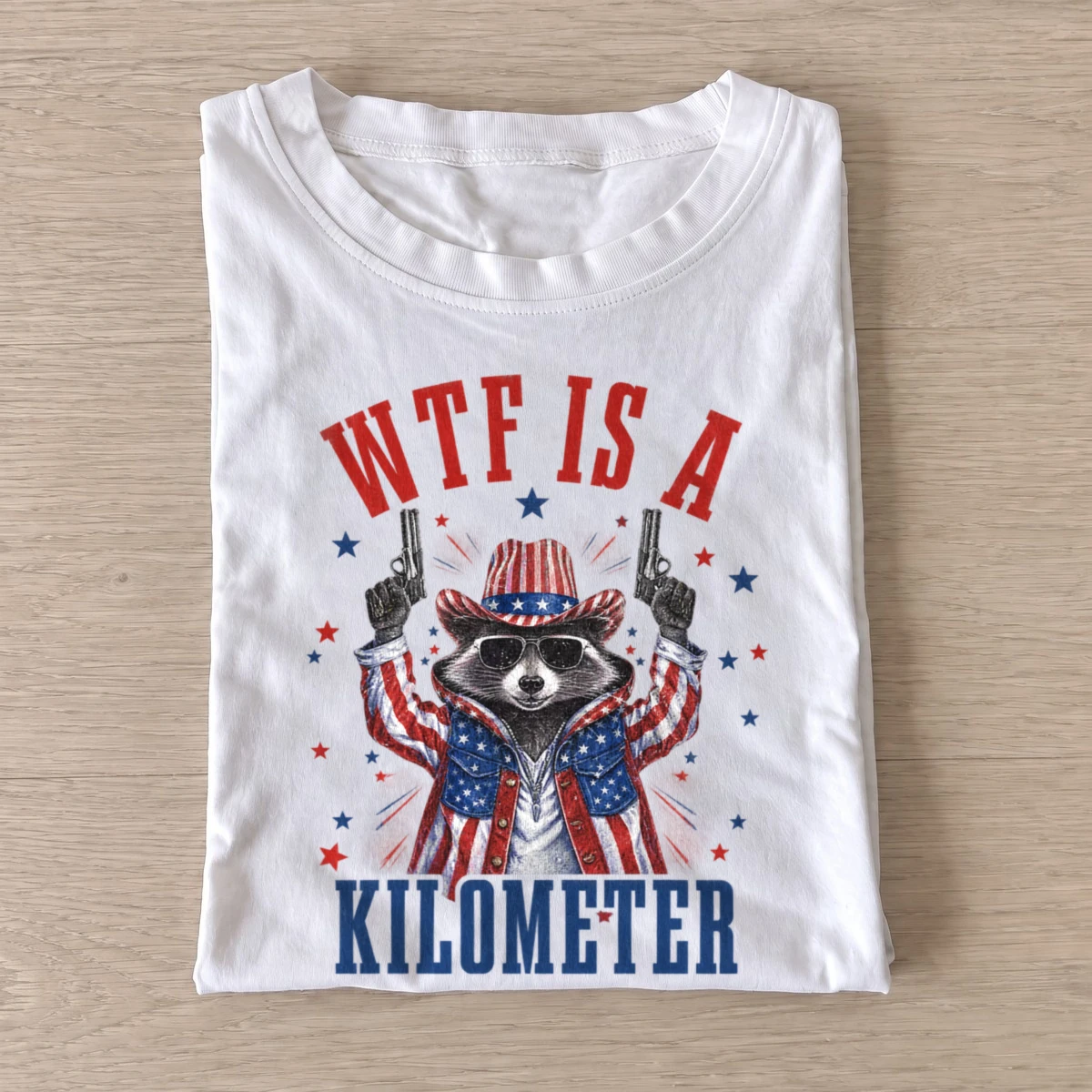 Wtf is a kilometer patriotic raccoon t shirt white20kilometer patriot raccoon.webp