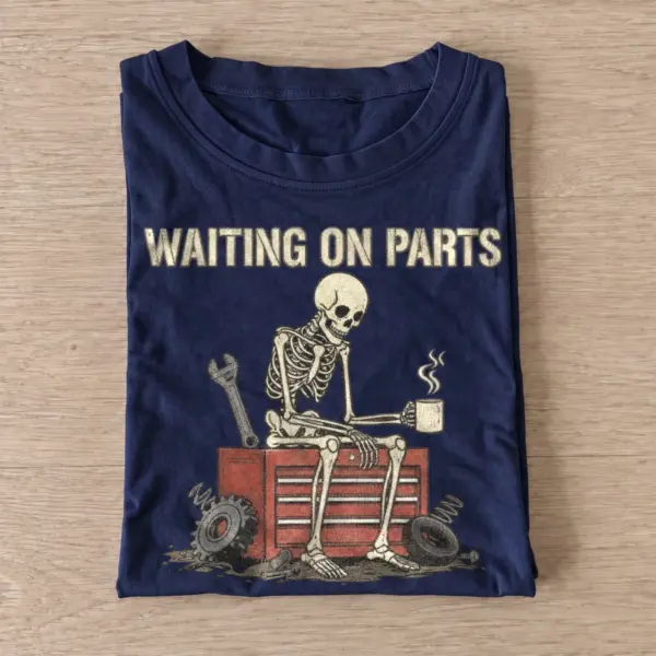 Waiting on parts skeleton t shirt navy20waiting on parts.webp