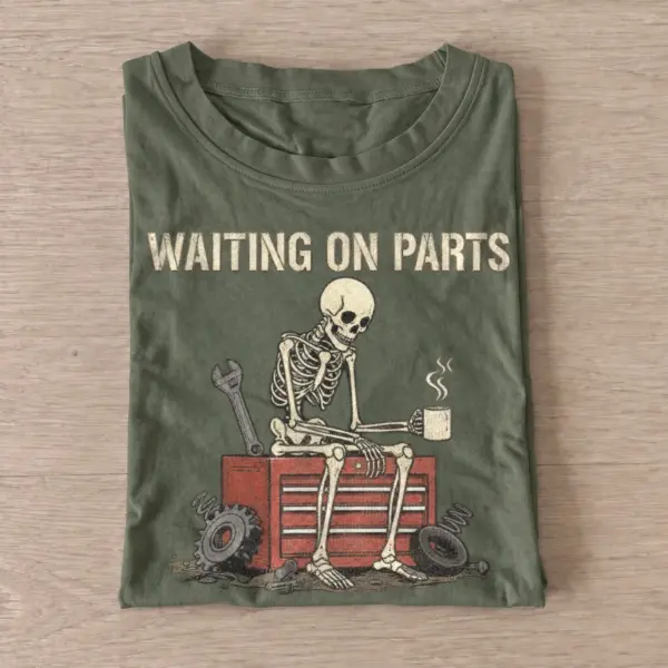 Waiting on parts skeleton t shirt olive20waiting on parts.webp