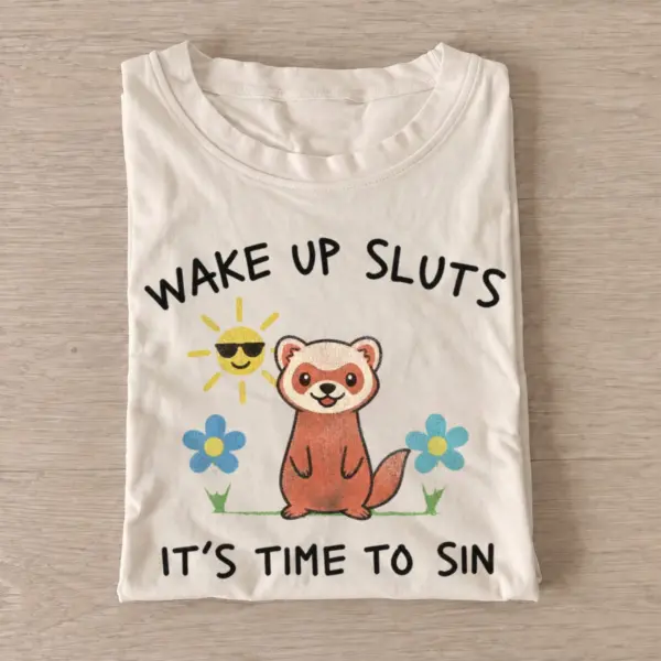 Wake up sluts its time to sin red panda t shirt sand20sin time red panda.webp