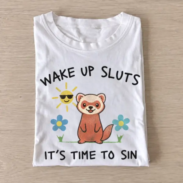Wake up sluts its time to sin red panda t shirt white20sin time red panda.webp