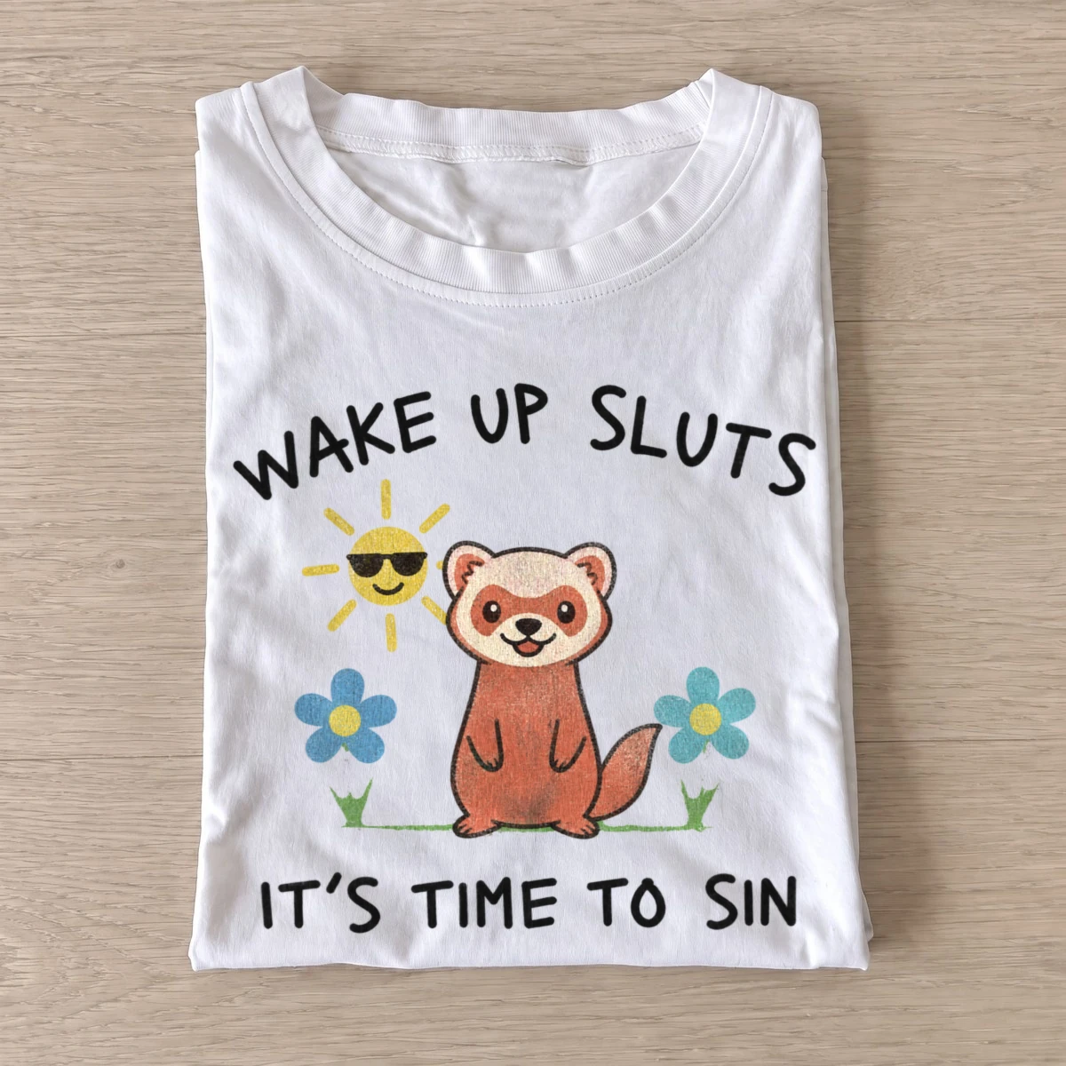 Wake up sluts its time to sin red panda t shirt white20sin time red panda.webp