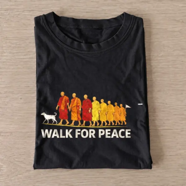 Walk for peace monks graphic t shirt black20walk for peace.webp