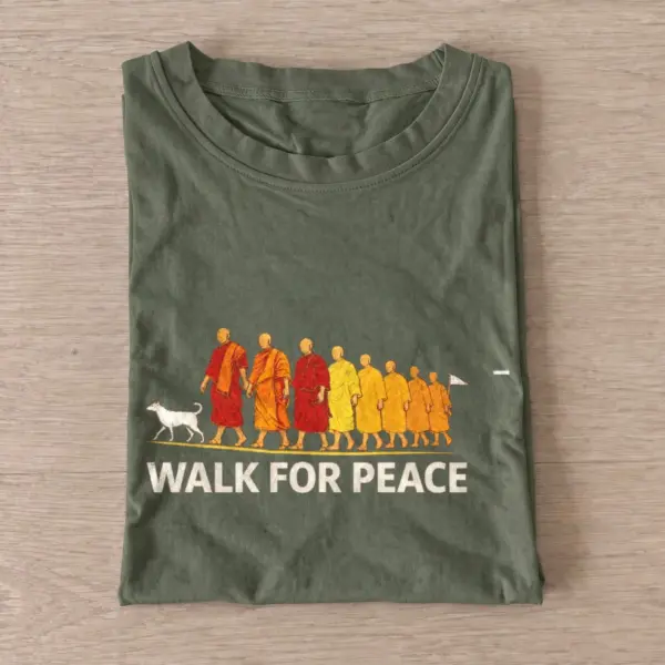 Walk for peace monks graphic t shirt olive20walk for peace.webp