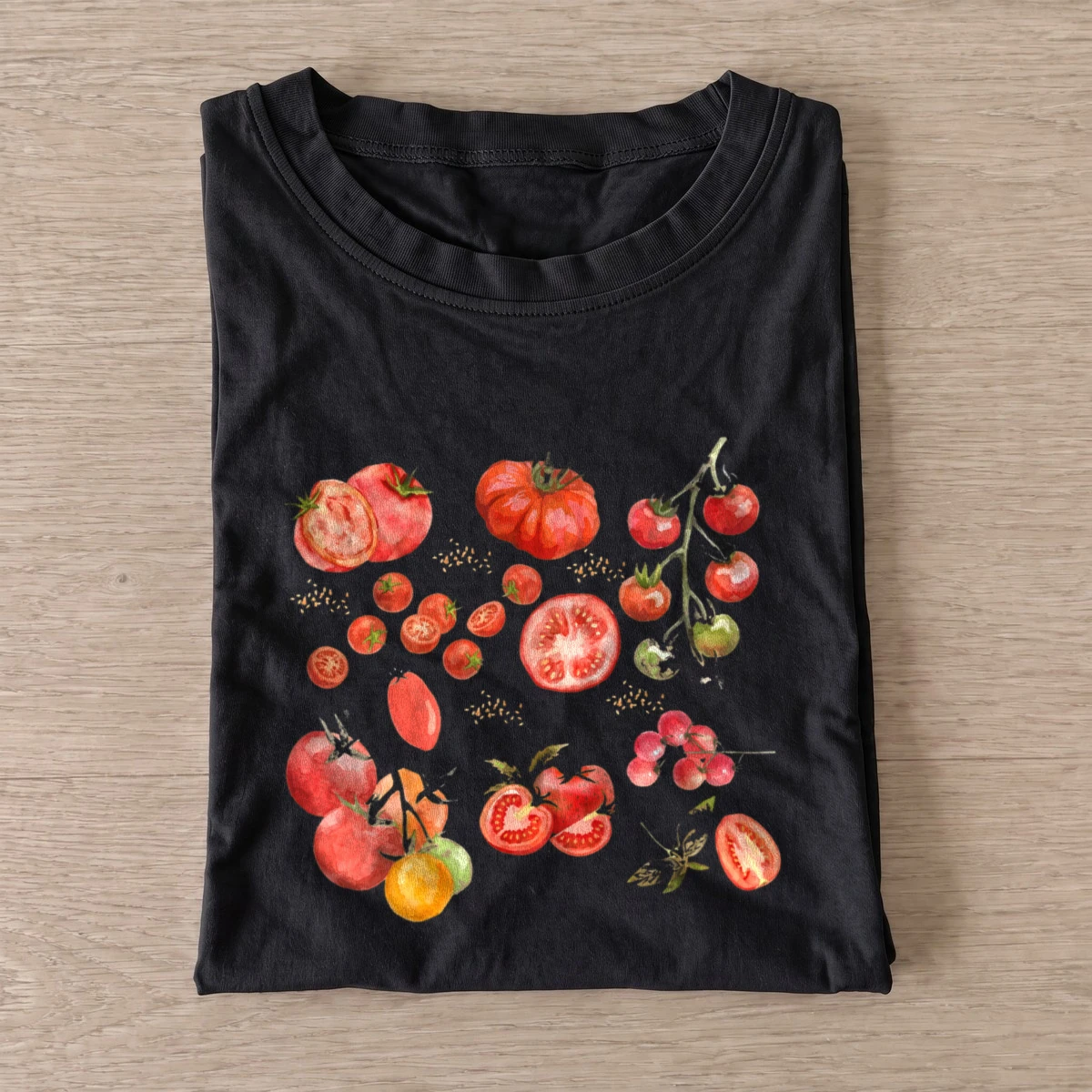 Watercolor tomato pattern t shirt black20watercolor tomato pattern.webp