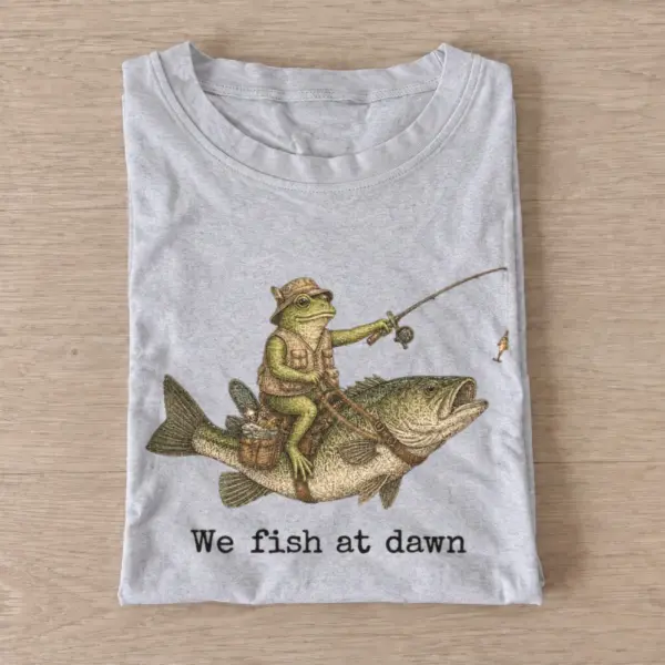 We fish at dawn frog t shirt gray20fish at dawn.webp