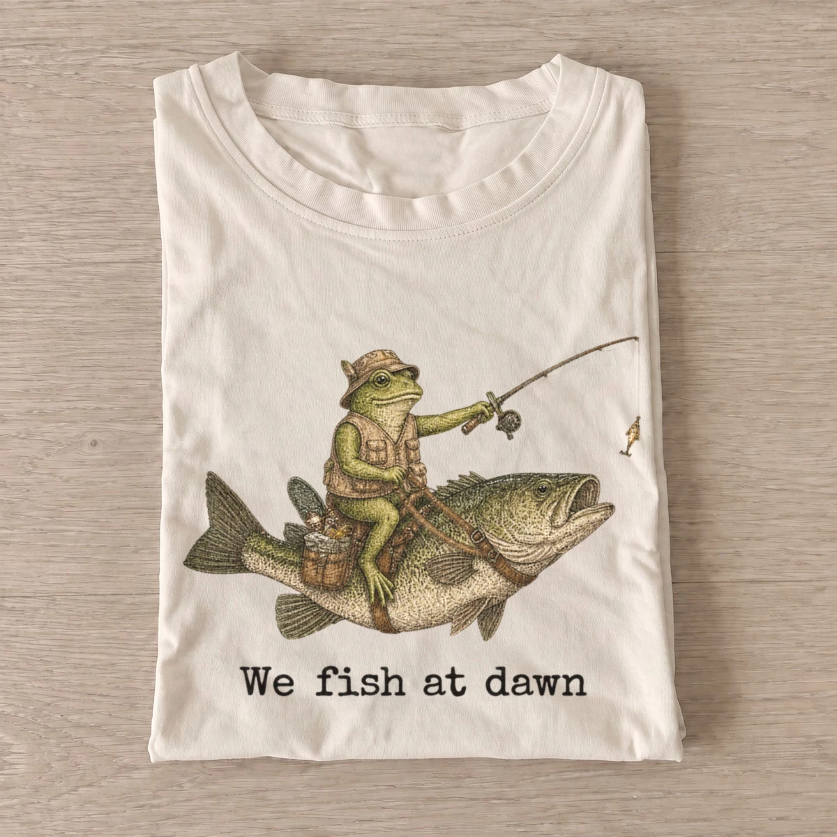 We fish at dawn frog t shirt sand20fish at dawn.webp
