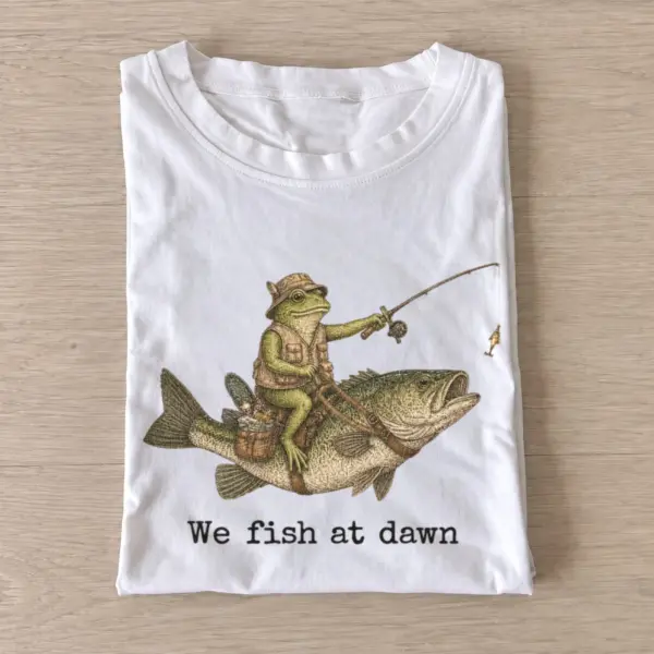 We fish at dawn frog t shirt white20fish at dawn.webp