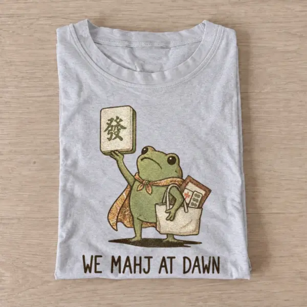 We mahj at dawn mahjong frog t shirt gray20mahj at dawn.webp