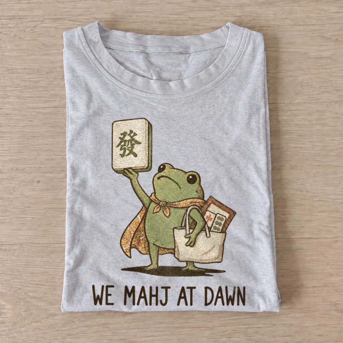 We mahj at dawn mahjong frog t shirt gray20mahj at dawn.webp