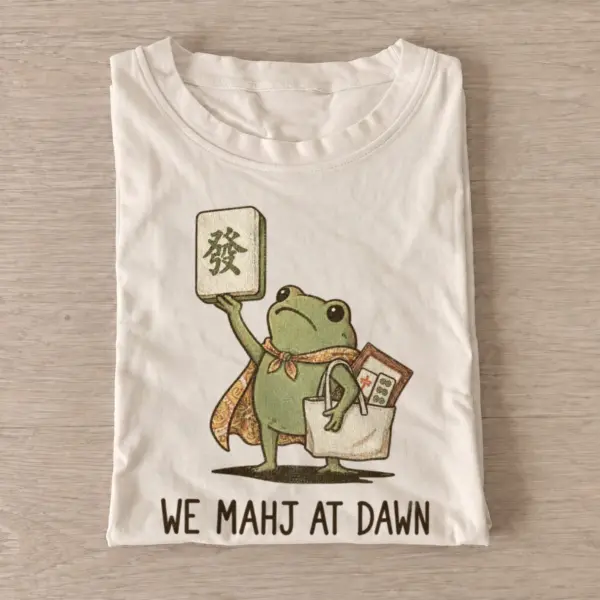 We mahj at dawn mahjong frog t shirt sand20mahj at dawn.webp