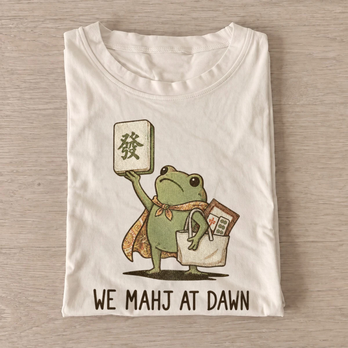We mahj at dawn mahjong frog t shirt sand20mahj at dawn.webp