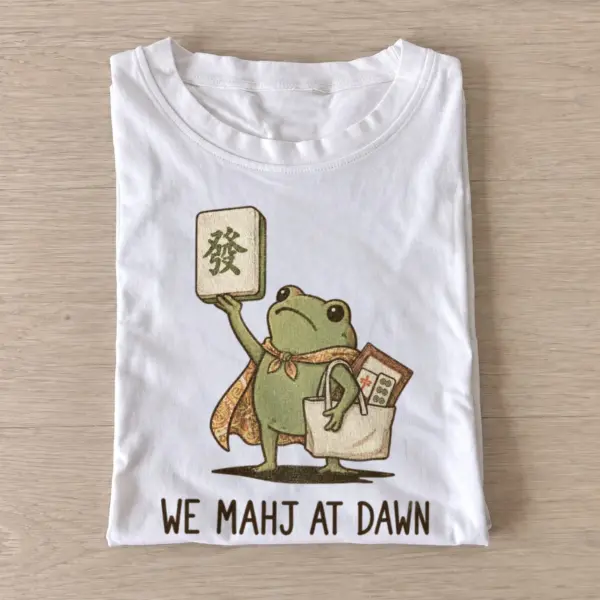 We mahj at dawn mahjong frog t shirt white20mahj at dawn.webp