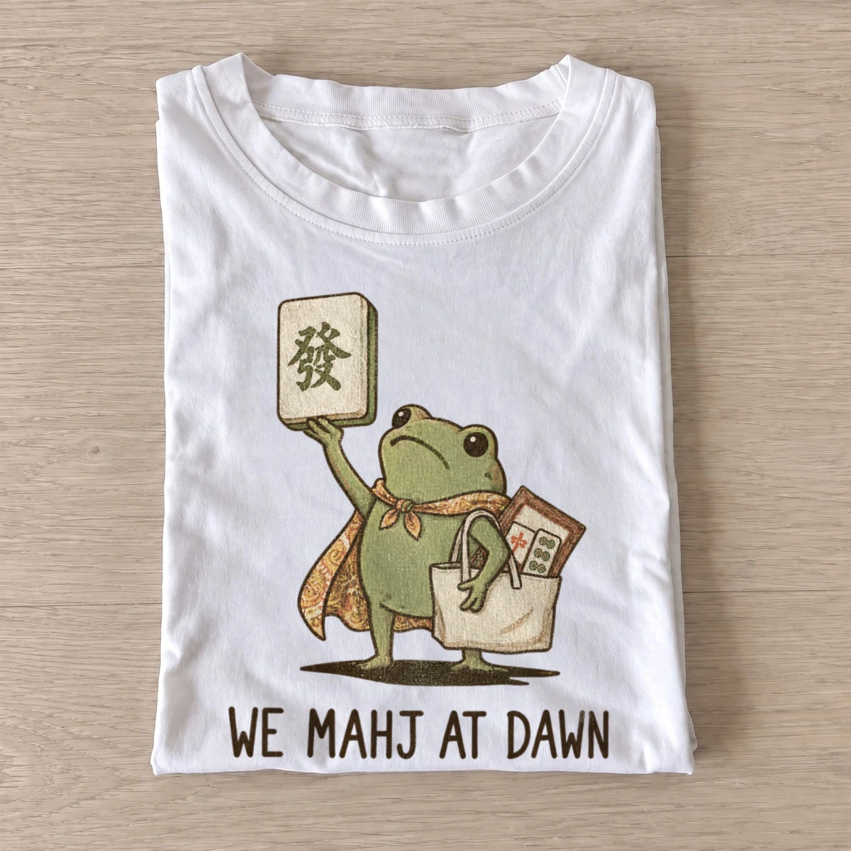 We mahj at dawn mahjong frog t shirt white20mahj at dawn.webp
