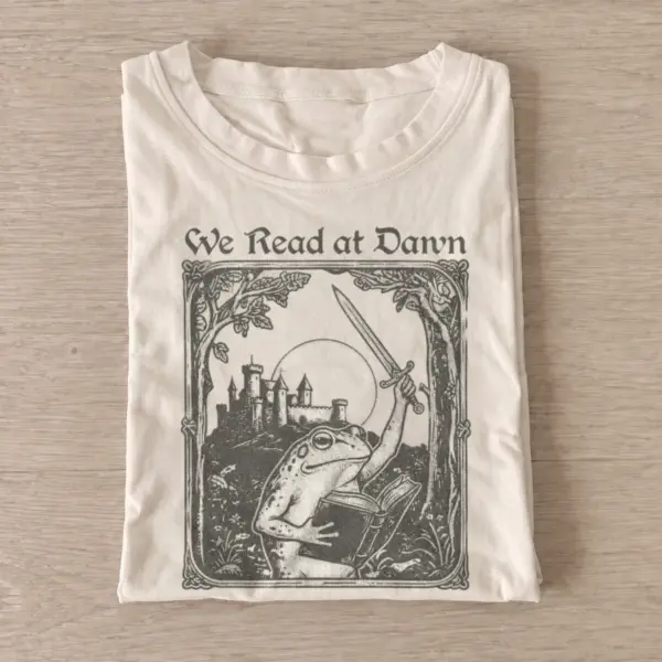 We read at dawn frog graphic t shirt sand20read at dawn.webp