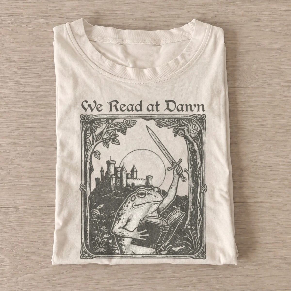 We read at dawn frog graphic t shirt sand20read at dawn.webp