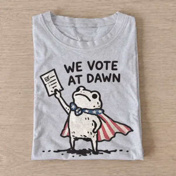 We vote at dawn frog graphic t shirt gray20vote at dawn.webp