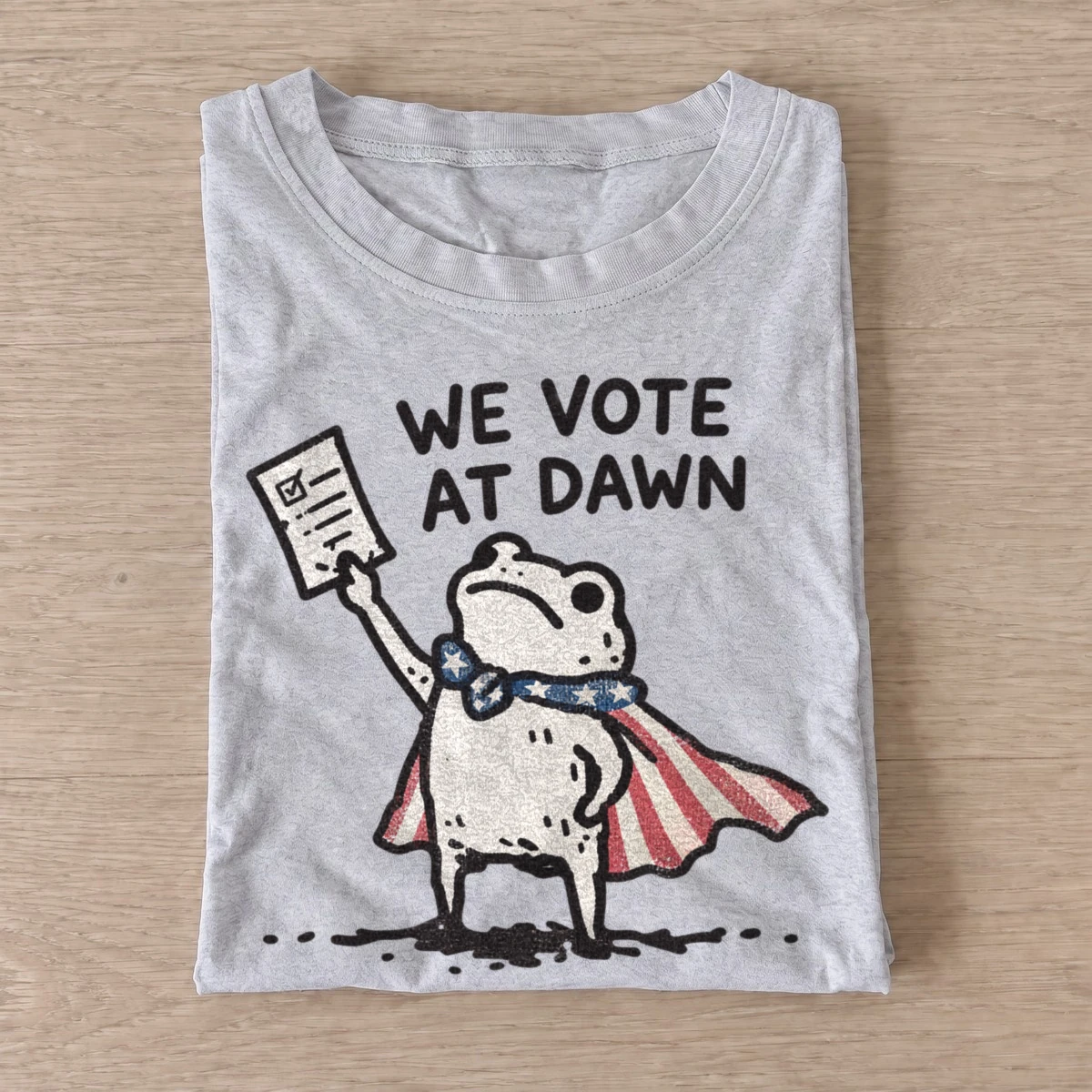 We vote at dawn frog graphic t shirt gray20vote at dawn.webp