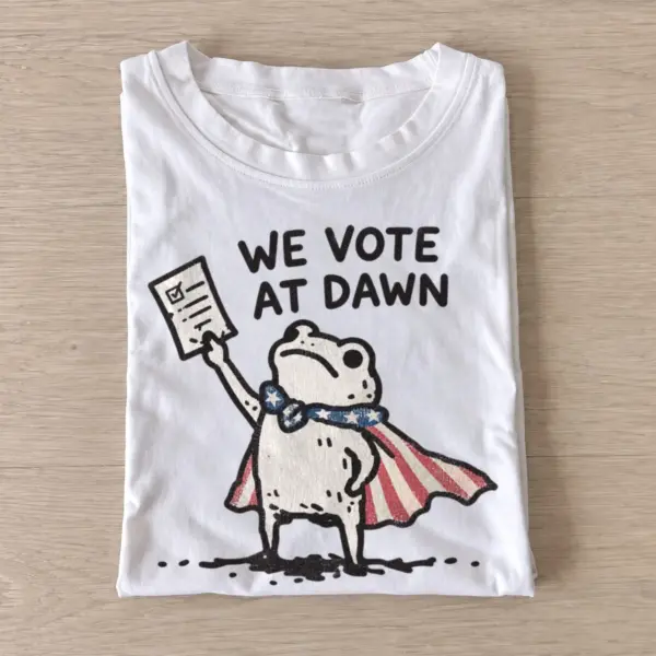 We vote at dawn frog graphic t shirt white20vote at dawn.webp