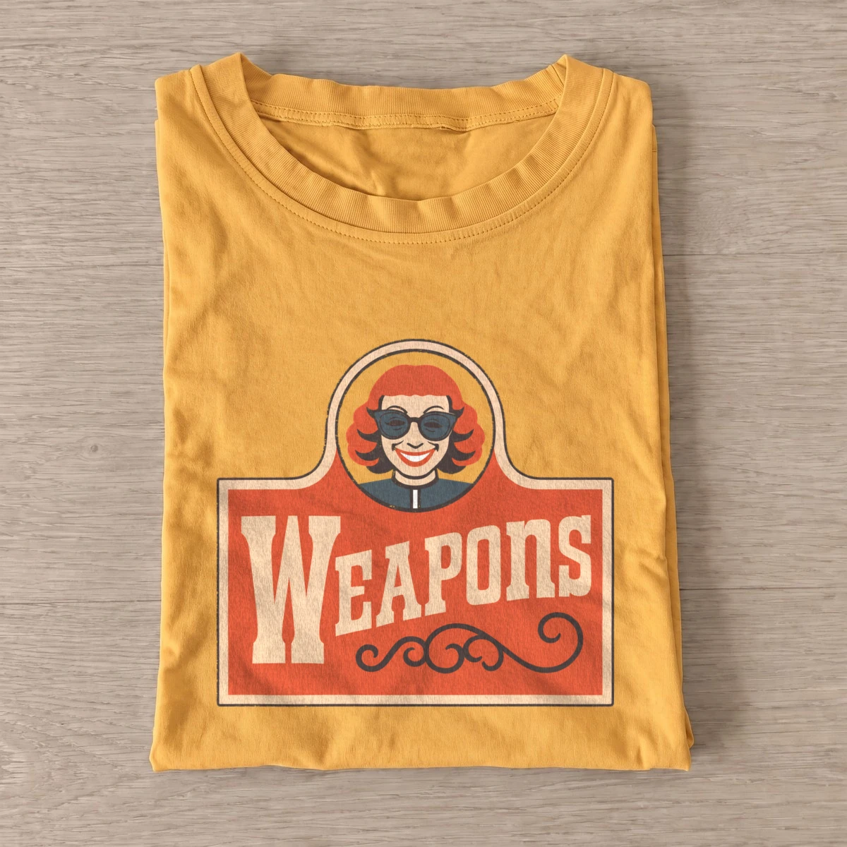 Weapons retro sign t shirt gold20weapons retro sign.webp