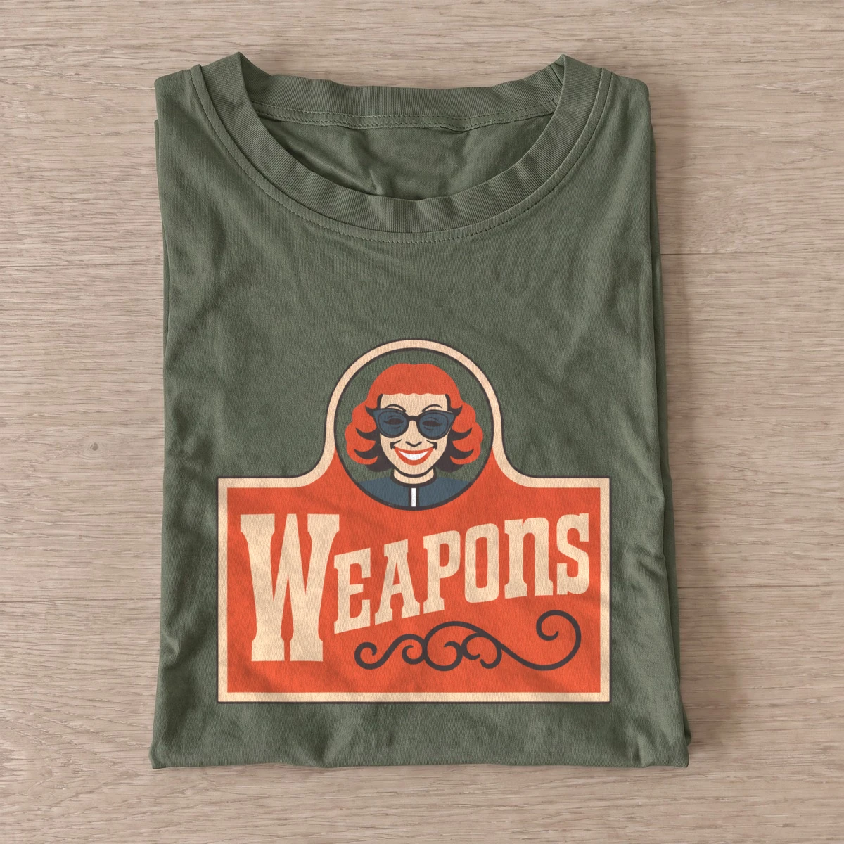 Weapons retro sign t shirt olive20weapons retro sign.webp