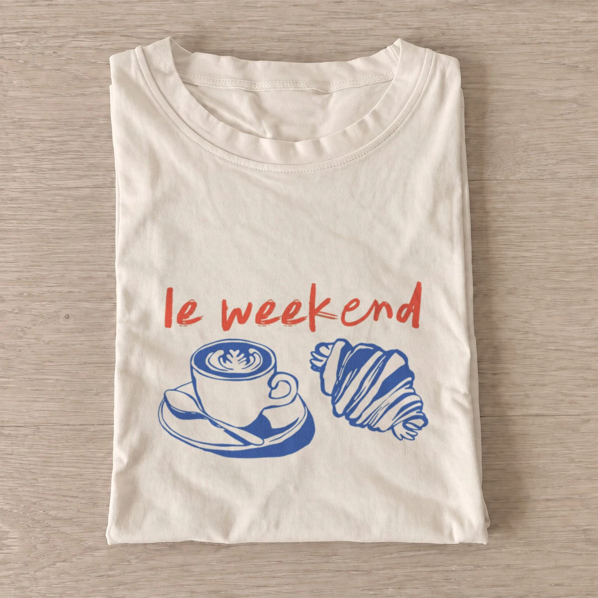 Weekend coffee croissant t shirt sand20weekend coffee croissant.webp