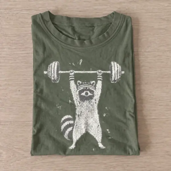 Weightlifting raccoon t shirt olive20weightlifting raccoon.webp