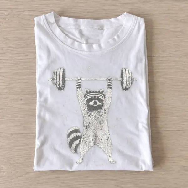 Weightlifting raccoon t shirt white20weightlifting raccoon.webp