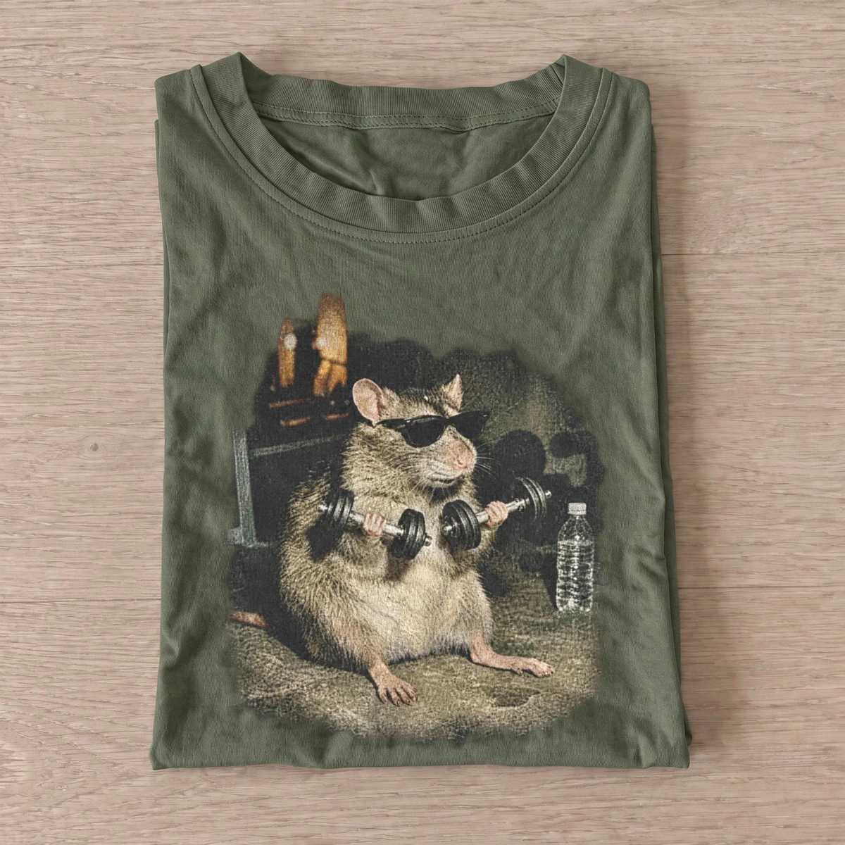 Weightlifting rat graphic t shirt olive20weightlifting rat.webp