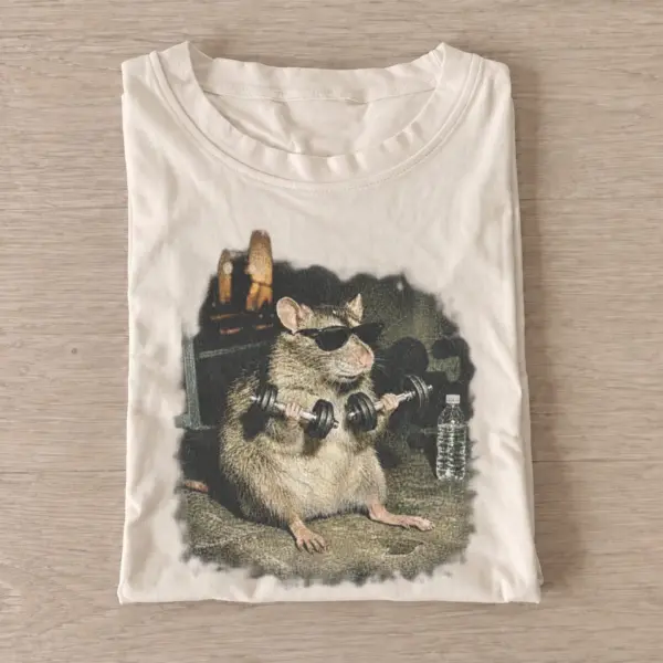 Weightlifting rat graphic t shirt sand20weightlifting rat.webp