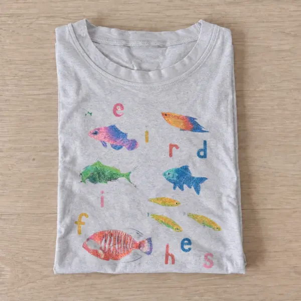 Weird fishes graphic t shirt gray20weird fishes.webp