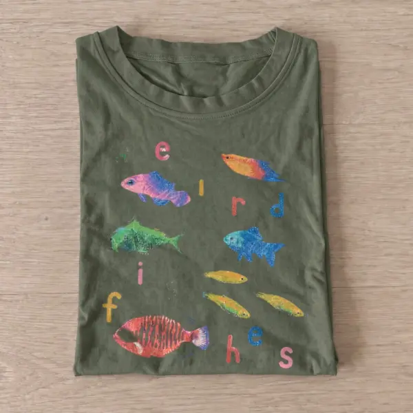 Weird fishes graphic t shirt olive20weird fishes.webp
